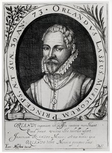Portret Rolanda de Lassusa (1532-94) (rycina) (fot. bw) autorstwa Flemish School