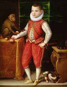 Portret młodego szlachcica z małpą i psem, ok. 1615
