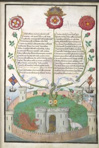 Royal MS 11 E Xl fol.2 wersety z symbolami Tudorów, ok.1516 (welum) autorstwa Flemish School