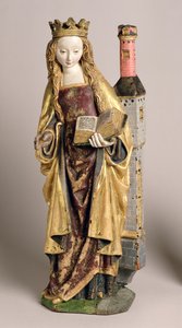 Św. Barbara, Szkoła w Mechelen, ok. 1500 (polichromowane i złocone drewno dębowe)