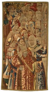 Gobelin, Zgromadzenie Żydowskie, wykonany we Flandrii, Belgia, prawdopodobnie połowa XV w. (wełna) autorstwa Flemish School