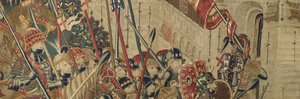 Gobelin przedstawiający podboje króla Portugalii Alfonsa V (Conquistas de Alfonso V de Portugal), Tournai. Szczegół. (Wełna i jedwab) autorstwa Flemish School