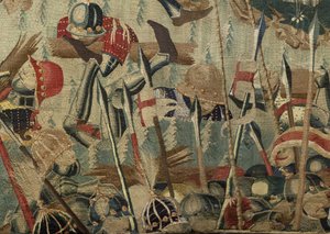 Gobelin przedstawiający podboje króla Portugalii Alfonsa V (Conquistas de Alfonso V de Portugal), Tournai. Szczegół. (Wełna i jedwab) autorstwa Flemish School