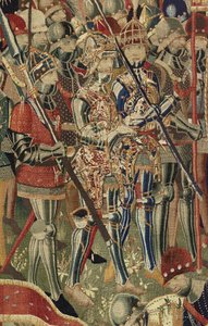 Gobelin przedstawiający podboje króla Portugalii Alfonsa V (Conquistas de Alfonso V de Portugal), Tournai. Szczegół. (Wełna i jedwab) autorstwa Flemish School