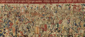 Gobelin przedstawiający podboje króla Portugalii Alfonsa V (Conquistas de Alfonso V de Portugal), Tournai. Szczegół. (Wełna i jedwab) autorstwa Flemish School