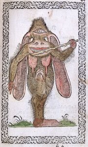 Cyklop, ilustracja z Nawyki i portrety prawie wszystkich narodów i narodów współczesnych, Jean Sluperji, Antwerpia, 1572 (kolorowy drzeworyt) autorstwa Flemish School