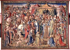 Przedstawienie insygniów królewskich, gobelin Dawida i Batszeby, ok. 1510-15 (gobelin) autorstwa Flemish School