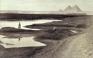 Piramidy w Gizie, ok. 1880 r. (zdjęcie czarno-białe) autorstwa Félix Bonfils