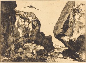 Wąwóz w skałach autorstwa Félix Bracquemond after Jules Laurens