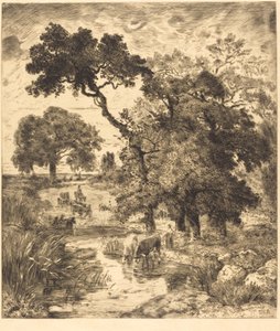 Wieczór autorstwa Félix Bracquemond after Théodore Rousseau