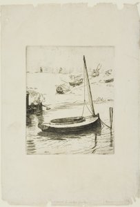Łódź z opuszczonym żaglem autorstwa Félix Henri Bracquemond