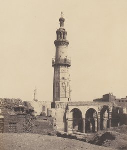 Djirdjeh, Meczet w ruinach na skraju Nilu, 1851-52, wydrukowany w latach 1853-54. autorstwa Félix Teynard