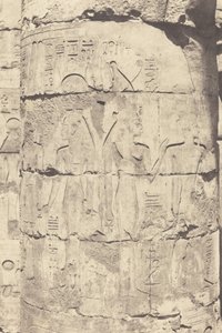 Karnak (Teby), Pałac – Sala Hipostyle – Centralna Kolumnada – Dekoracja Fut autorstwa Félix Teynard