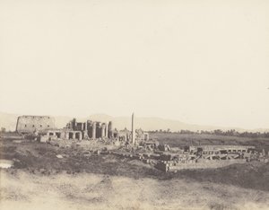 Teby Karnak, Widok ogólny ruin z południowego wschodu, w T, 1851-52, druk 1853-54. autorstwa Félix Teynard