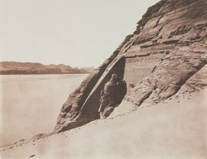 Large Speos - Widok z piaskowego zbocza (Świątynia Ramzesa II), Abu Simbel autorstwa Félix Teynard