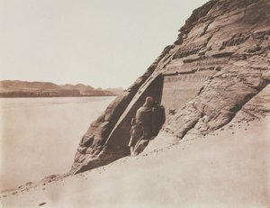 Duży Speos - Widok z Świątyni Ramzesa II, Abu Simbel, 1851-1852. autorstwa Félix Teynard