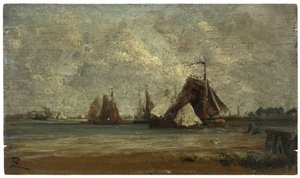 Łodzie rybackie, ok. 1852 (olej na drewnie) autorstwa Félix Ziem
