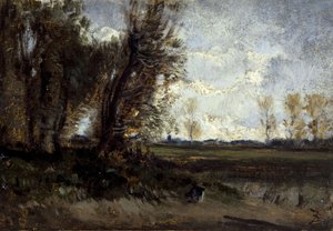 Staw, między 1850 a 1860 (olej na papierze na płótnie) autorstwa Félix Ziem