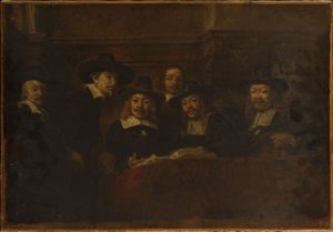Les syndics des drapiers, kopia według Rembrandta, około 1853 (olej na płótnie) autorstwa Félix Ziem