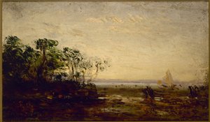 Martigues, efekt zmierzchu, między 1850 a 1900 (olej na drewnie) autorstwa Félix Ziem