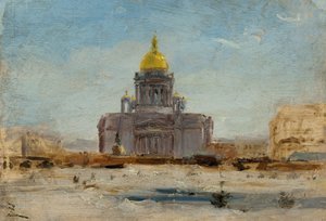 Petersburg, Święty Izaak, między 1-1844 a 9-1844 (olej na papierze na płótnie) autorstwa Félix Ziem