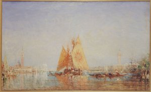 Wenecja, Trabaccolo z żółtym żaglem, między 1870 a 1890 (olej na płótnie) autorstwa Félix Ziem