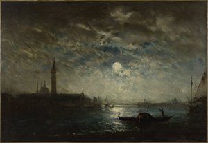 Wenecja i kampanila w świetle księżyca, między 1870 a 1890 (olej na płótnie) autorstwa Félix Ziem