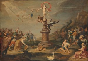 Fortuna obdarowuje swoimi darami, ok. 1645 (olej na panelu) autorstwa Floquet or Flocket Simon Flocquet