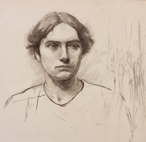 Głowa modelki ze szkoły artystycznej, ok. 1900 (węgiel drzewny na papierze) autorstwa Florence Eleanor Shepard