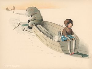 Ilustracja do Golliwoggs Polar Adventures autorstwa Florence K. Upton