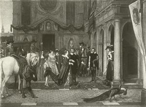 Marie de Medici w domu Rubensa (grawiura)