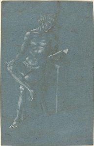 Młody mężczyzna siedzi na stołku czyta książkę (recto); Upadek człowieka (fragment dolnej części) (verso) autorstwa Florentine 15th Century