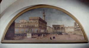 Luneta z widokiem na Piazza della Signoria, Florencja
