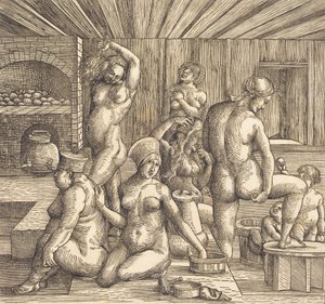 Łaźnia damska, ok. godz. 15051510. autorstwa Follower of Albrecht Durer
