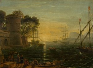 Port o zachodzie słońca autorstwa Follower of Claude Lorrain