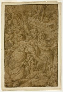 Kupidyn w triumfalnym rydwanie, w towarzystwie bogów i bogiń autorstwa Follower of Giulio Romano