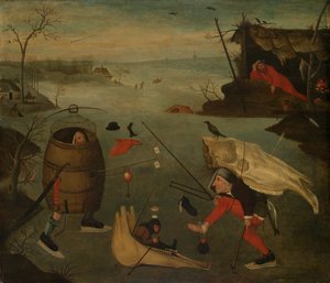 Groteskowy pojedynek na lodzie autorstwa Follower of Hieronymus Bosch