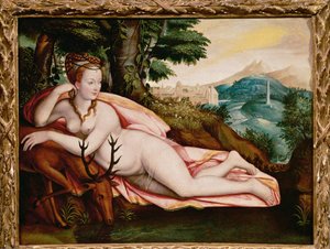 Diane de Poitiers, kochanka Henryka II, króla Francji, jako bogini Diana (obraz na płótnie)