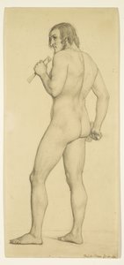 Mężczyzna - Akademickie studium aktu upozowane na rzeźbiarza autorstwa Ford Madox Brown