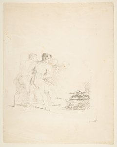Mężczyźni plujący przy ogniu, ca. 1820-1850. autorstwa Formerly attributed to Goya