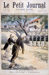 Egzekucja przez pluton egzekucyjny w Tananarive, Antananarivo, Madagaskar, 1896 autorstwa Fortuné Méaulle