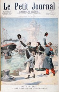 Do widzenia!!, francuscy żołnierze w drodze na Madagaskar, 1895 autorstwa Fortuné Méaulle