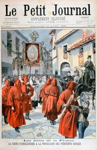 Królowa Wiktoria ogląda procesję czerwonych pokutników, 1898 r. autorstwa Fortuné Méaulle
