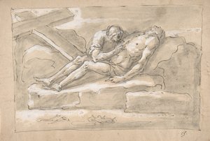Zmarły Chrystus opłakiwany przez Magdalenę, która czci ranę boczną, 1787-1863.