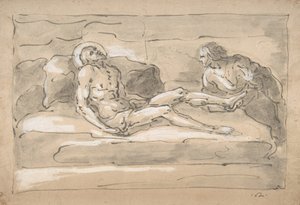 Martwy Chrystus opłakiwany przez Magdalenę, która czci rany na swoich stopach, 1787-1863.