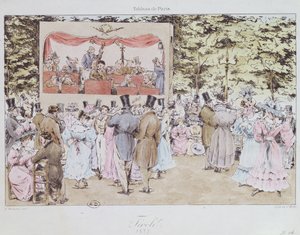 Rozrywka muzyczna w Nowych Ogrodach Tivoli w Paryżu, grawerowana przez C. Motte, 1827 autorstwa Fortune Delarue
