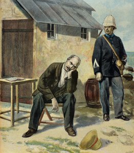 Kapitan Alfred Dreyfus więźniem na Diabelskiej Wyspie autorstwa Fortune Louis Meaulle