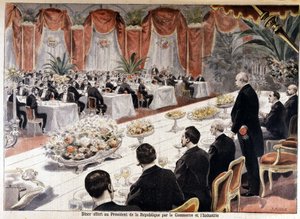 Kolacja ofiarowana Prezydentowi Republiki Felixowi Faure przez Handel i Przemysł „Le petit journal” 24 października autorstwa Fortune Louis Meaulle