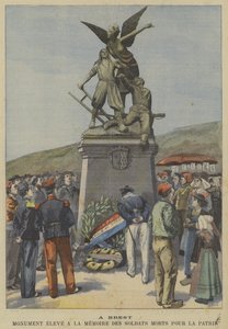 Pomnik wzniesiony w Brześciu ku czci żołnierzy francuskich, którzy oddali życie za naród autorstwa Fortune Louis Meaulle