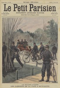 Paryscy policjanci korzystający z rowerów autorstwa Fortune Louis Meaulle